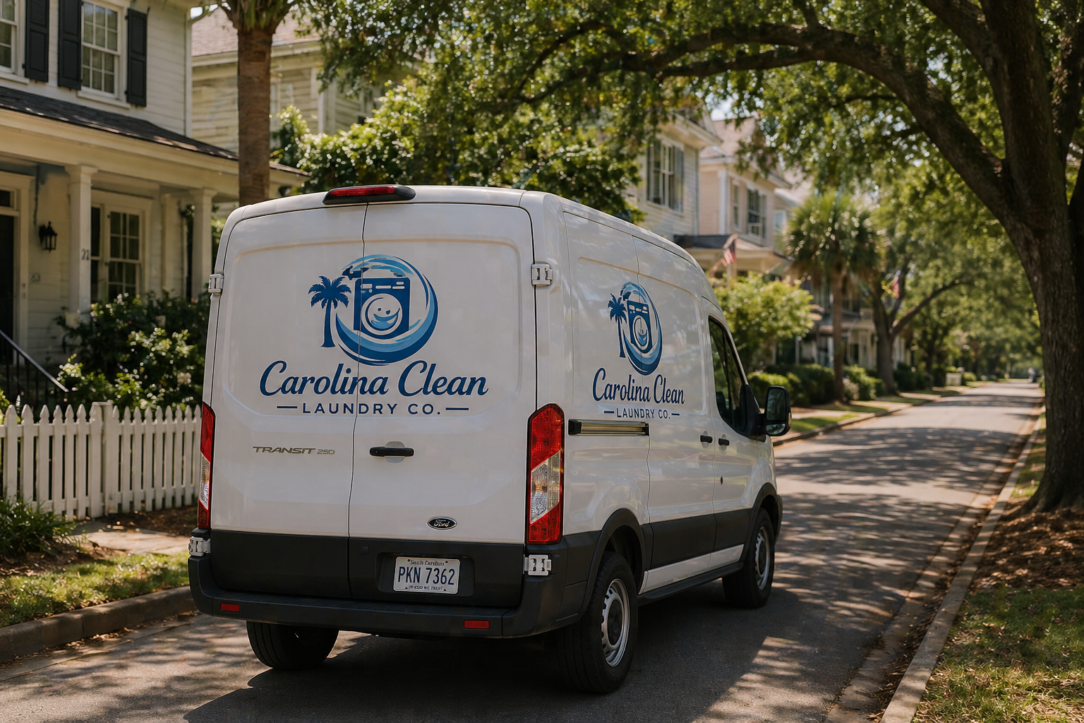 Carolina Clean laundry Co. Van with Logo
