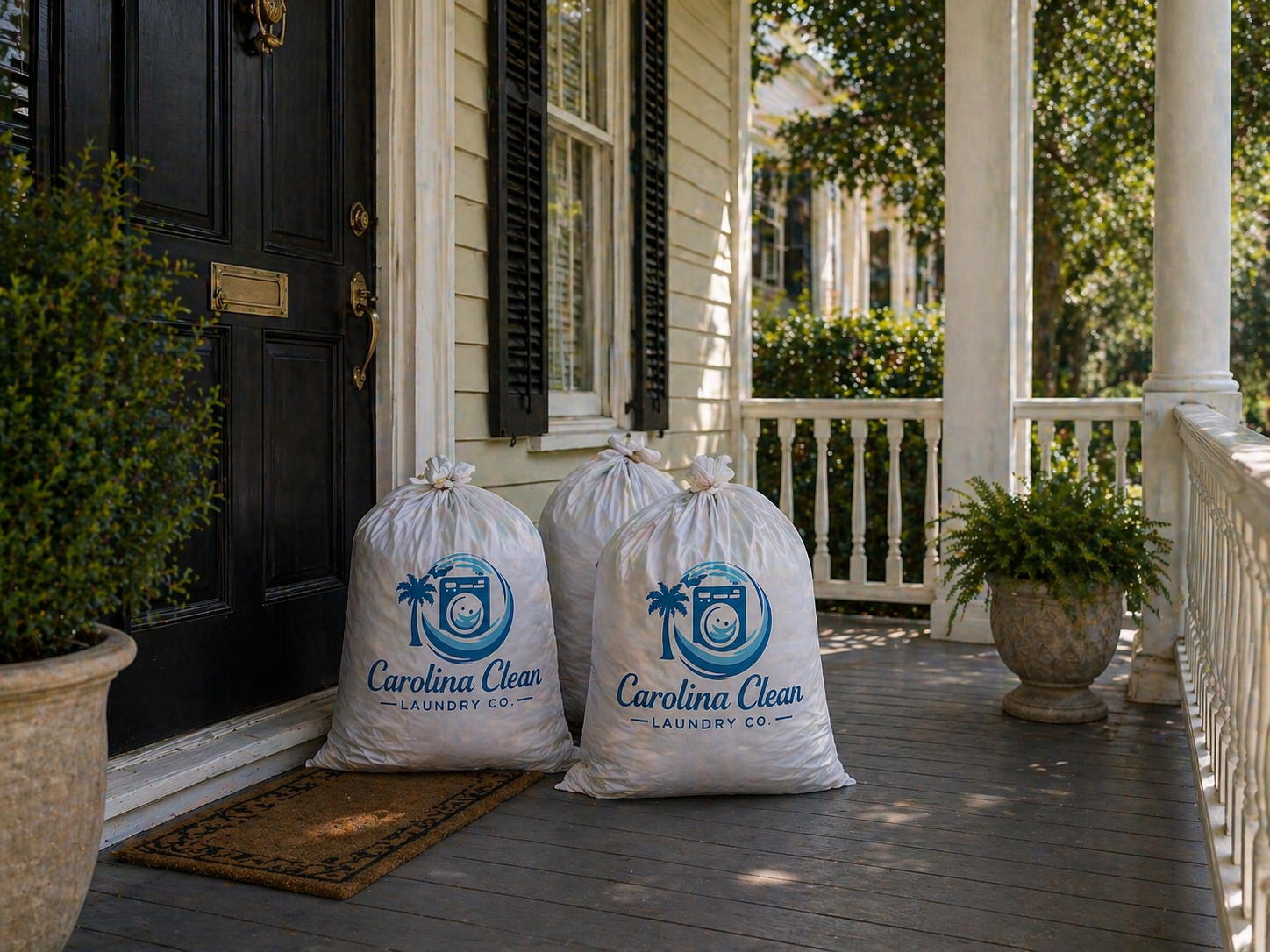 Carolina Clean Laundry Co. - Laundry Bags on Porch
