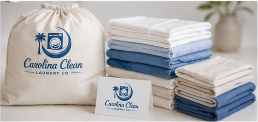 Carolina Clean Laundry Bag And Folded Laundry Display