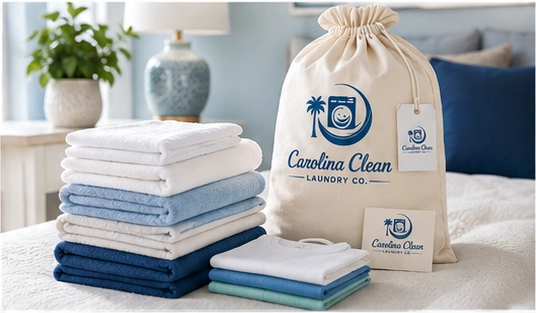 Carolina Clean Laundry Folded Linens And Branded Bag